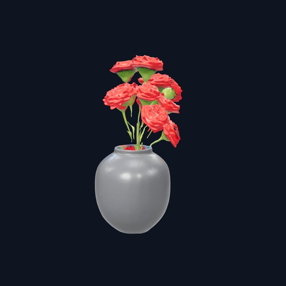 Elegant Floral Vase Model Pack with Red Blossoms