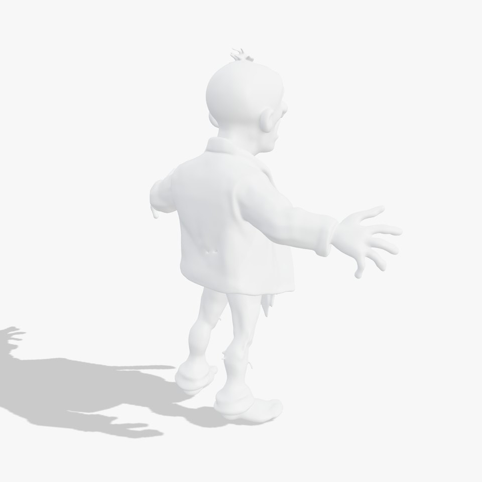 Cartoon Zombie Character Model with Plaid Shirt and Tattered Jeans