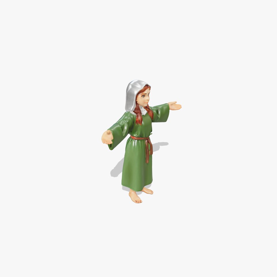 Medieval Peasant Girl D Model with PBR Textures