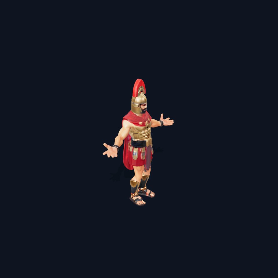 Roman Centurion with Armor and Red Cape Fully Rigged D Model