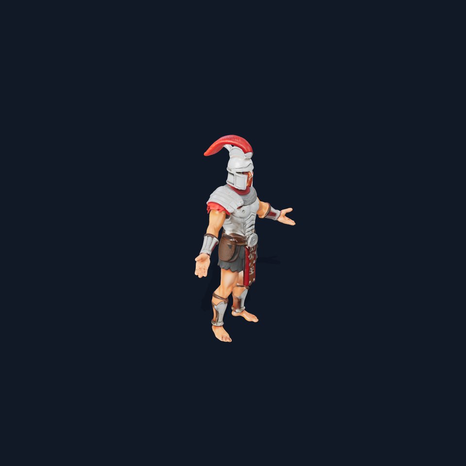 Ancient Spartan Warrior D Model with Armor and Helmet