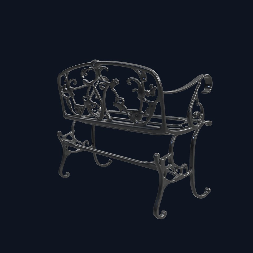 Ornate Wrought Iron Bench D Model Pack