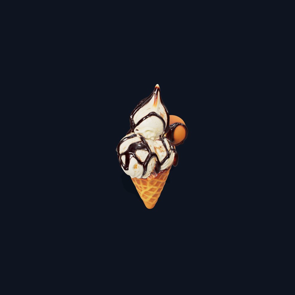 Triple Ice Cream Cone Model Pack with Drizzled Chocolate viewer poster