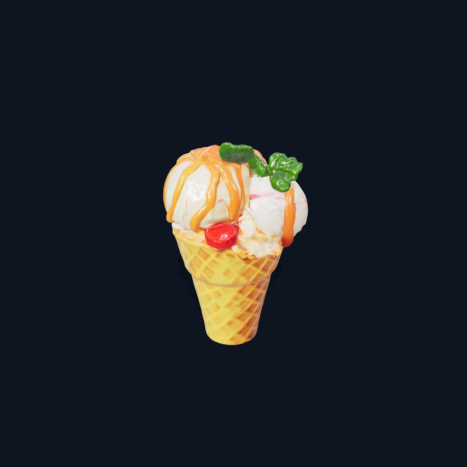 Ice Cream Cone with Caramel Drizzle Model Pack viewer poster