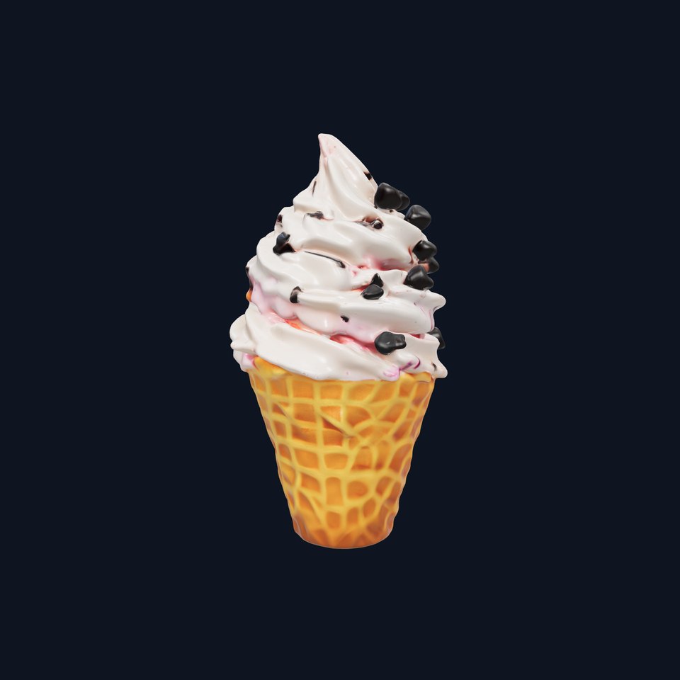 Ice Cream Cone with Chocolate Chips Model Pack