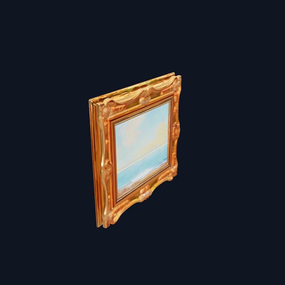 Ornate Gold Frame with Ocean Scene Model Pack viewer poster