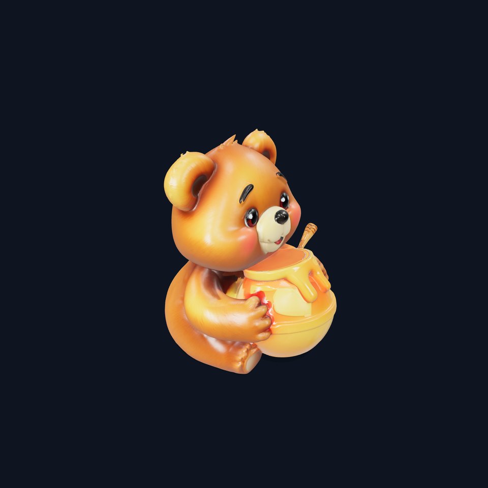 Cartoon Bear with Honey Jar Model Pack