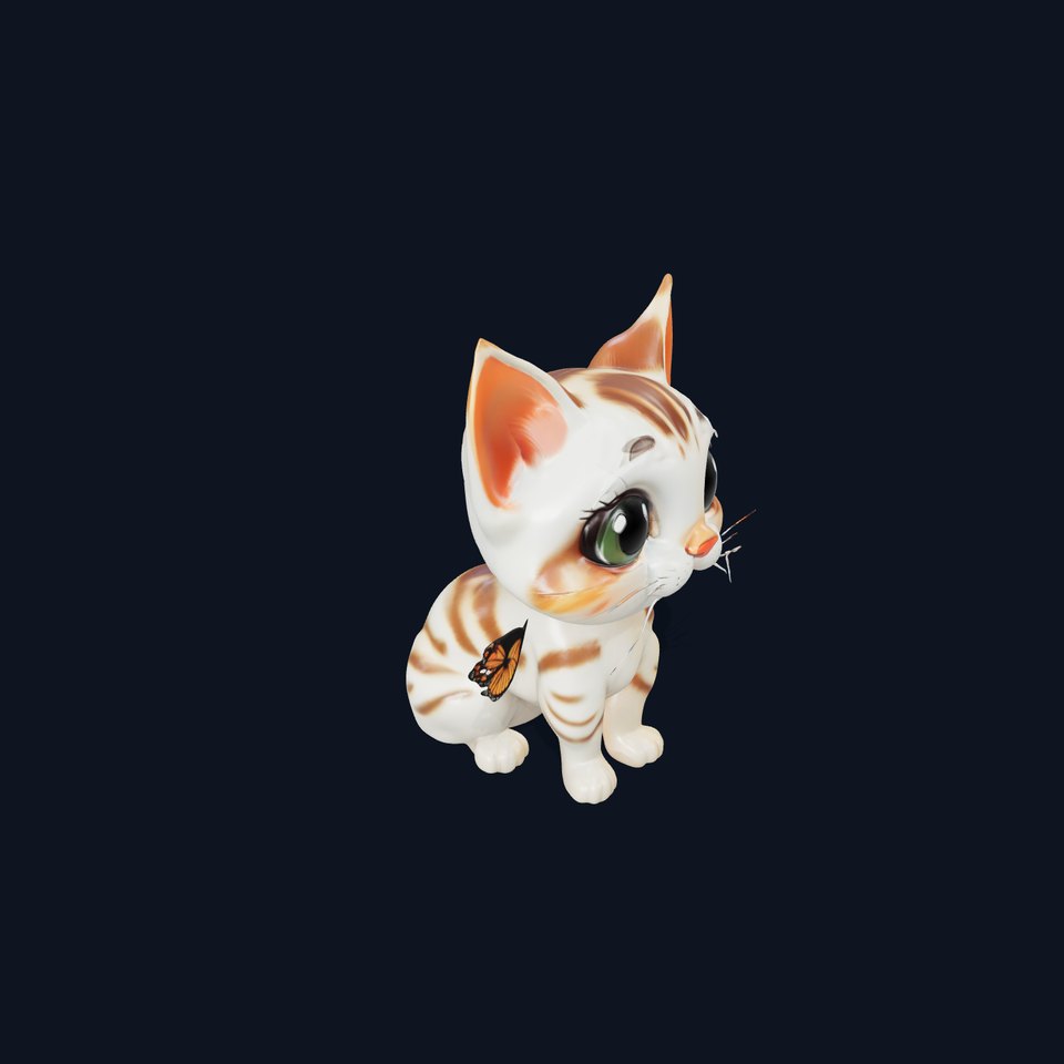 Adorable Kitten with Butterfly Model Pack