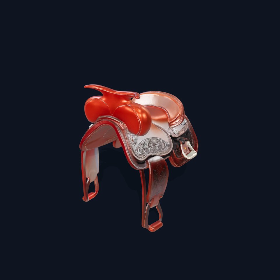 Elegant Western Saddle D Model Pack with Intricate Details viewer poster