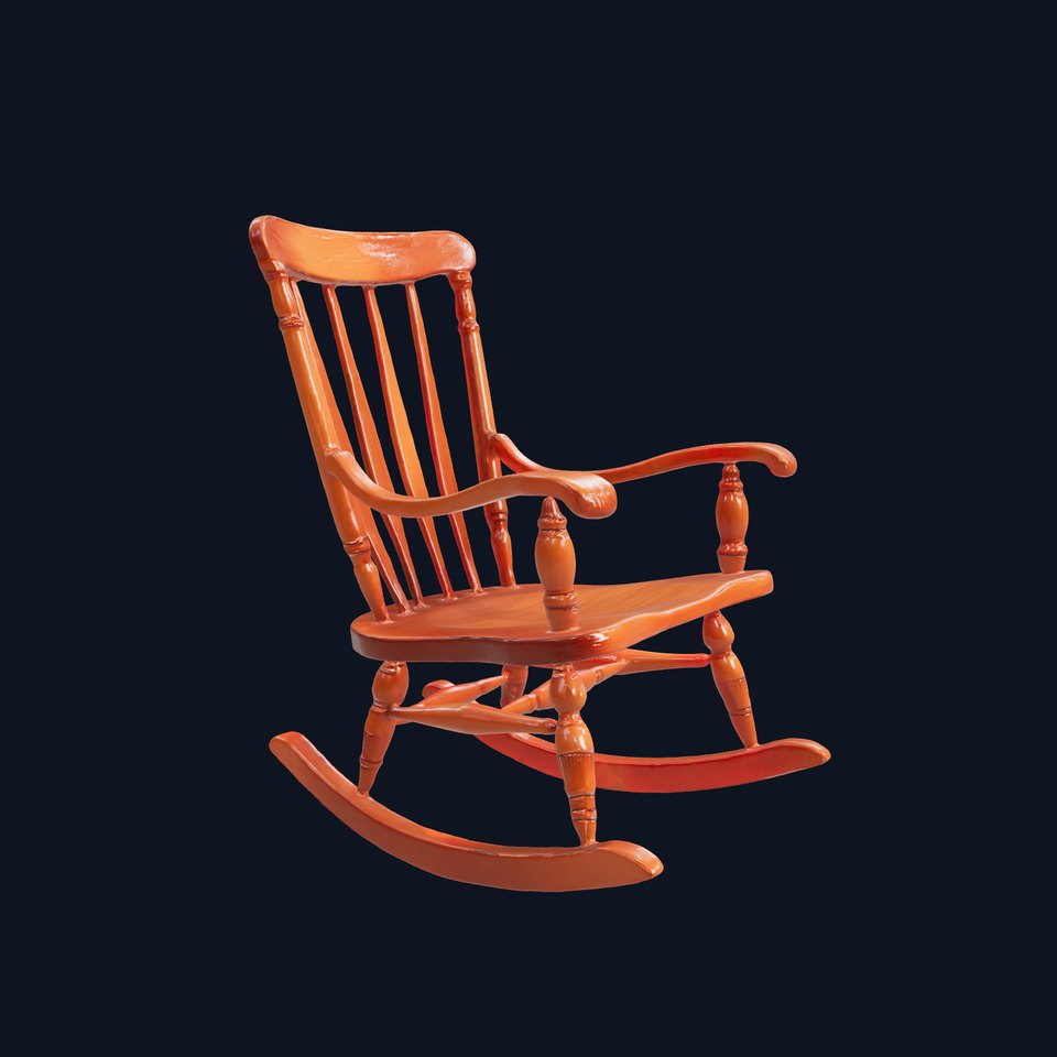 Classic Wooden Rocking Chair Model Pack