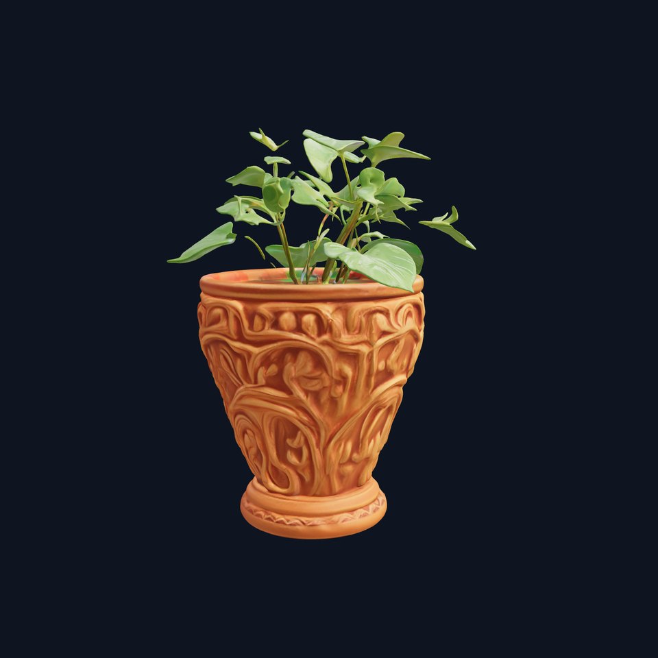 Decorative Terracotta Plant Pot with Greenery Model Pack viewer poster