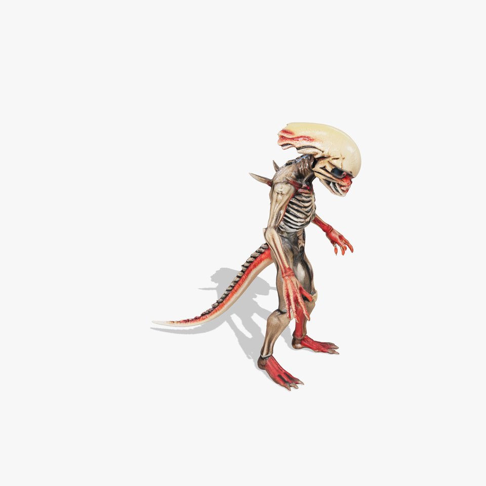 Alien Skeletal Monster D Model with Detailed PBR Textures