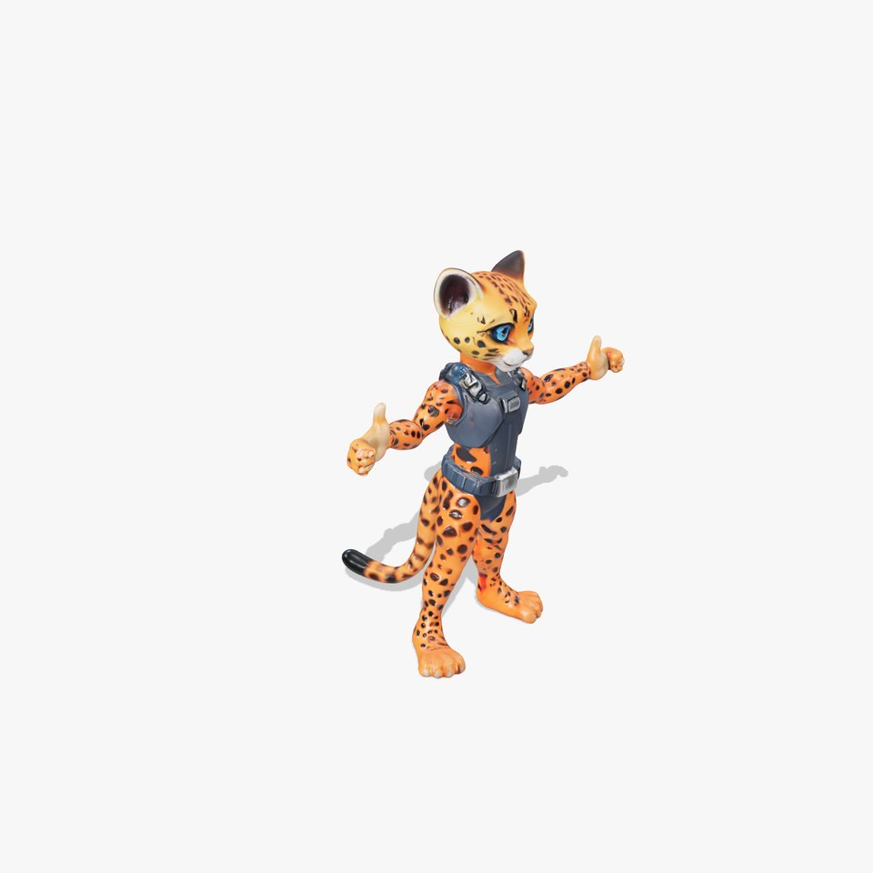 Cheetah Warrior Character Model with Armor and Blue Eyes