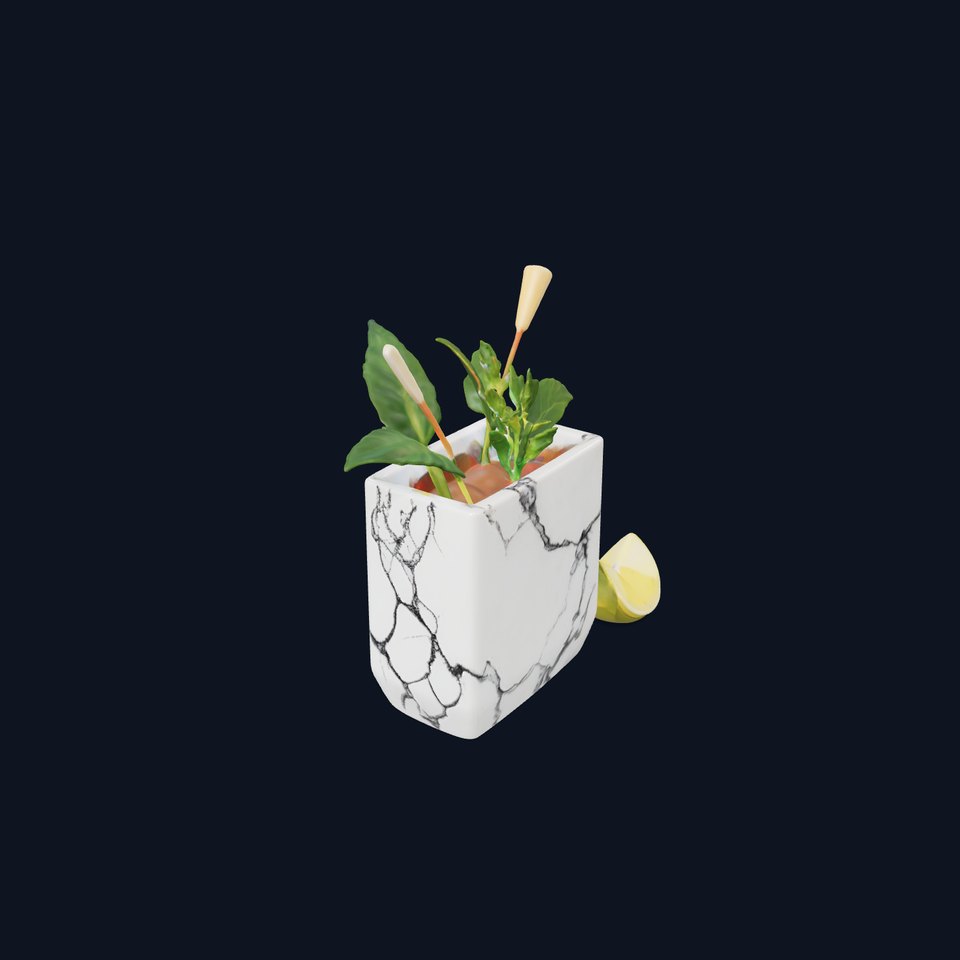 Marble Planter with Lime Slice Model Pack