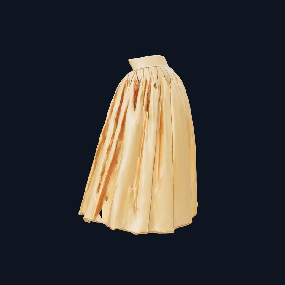 Elegant Golden Satin Skirt Model Pack