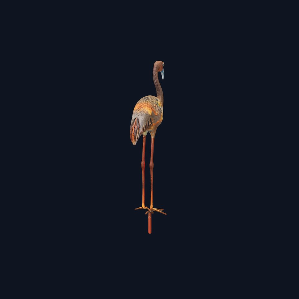 Rustic Flamingo Sculpture D Model Pack