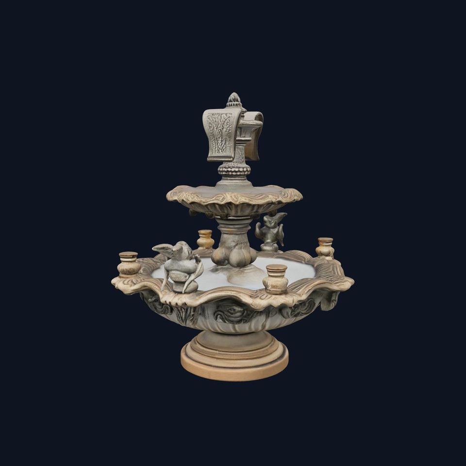Ornate Tiered Fountain with Cherubs D Model Pack