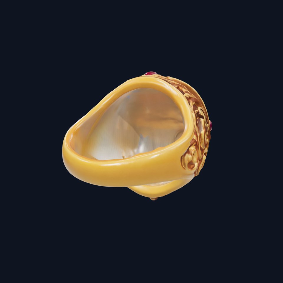 Intricate Gold Ring with Ruby Gemstones Model Pack