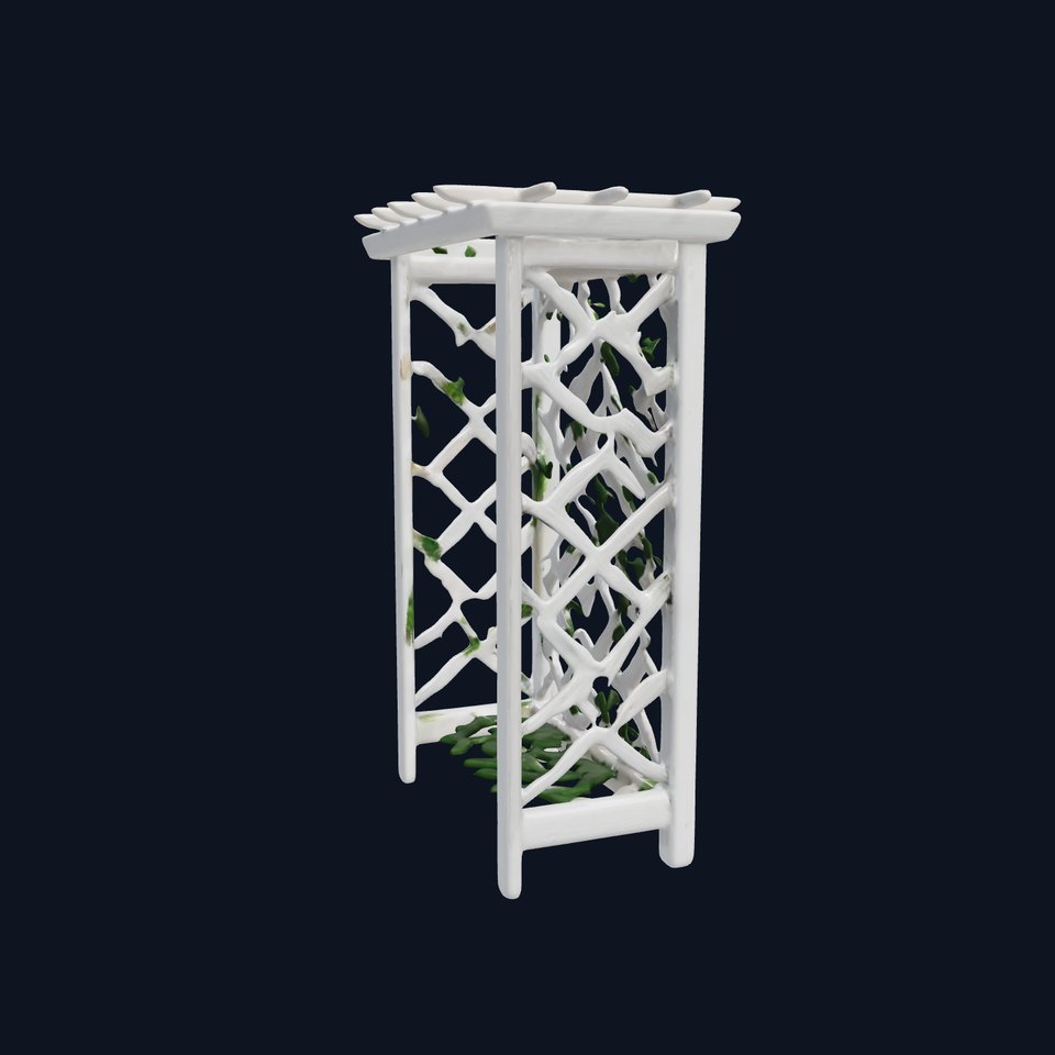 Wooden Planter Trellis with Vines Model Pack
