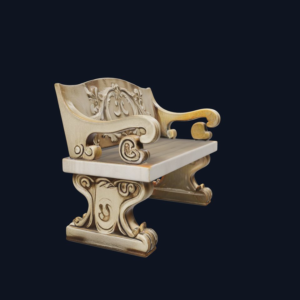 Ornate Stone Bench Model Pack