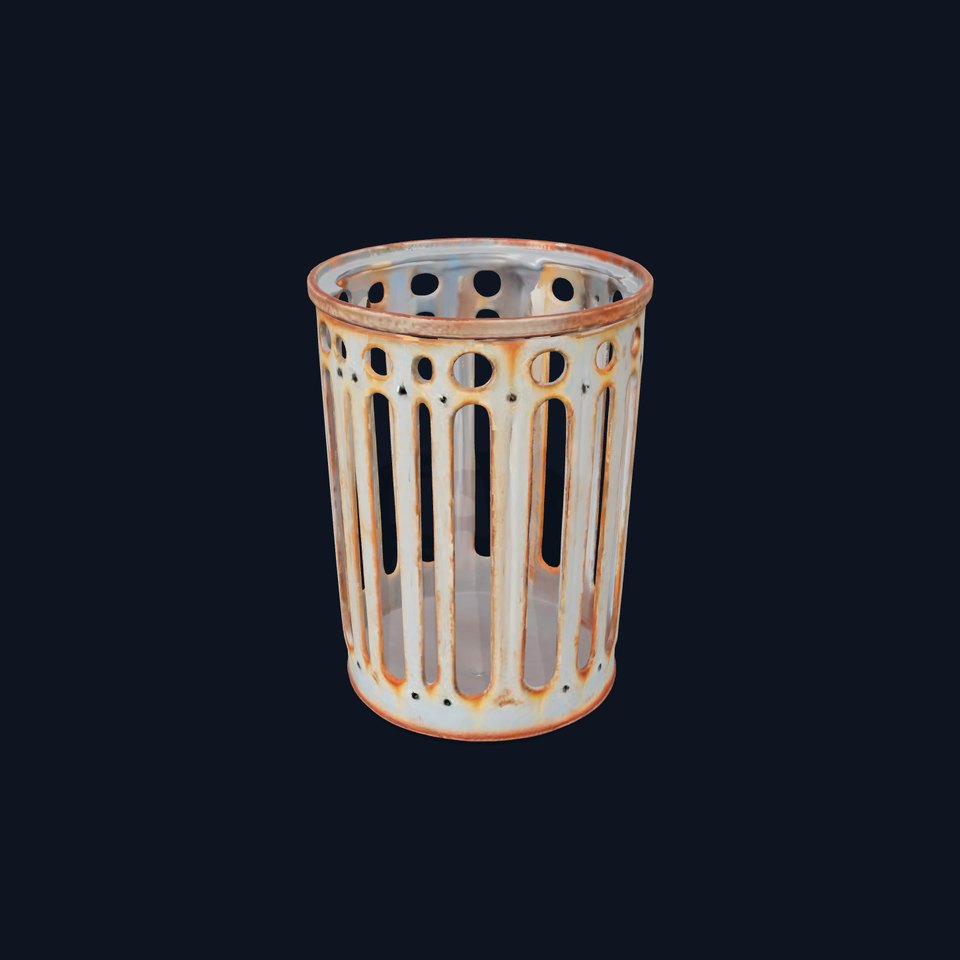 Rustic Metal Trash Can D Model Pack