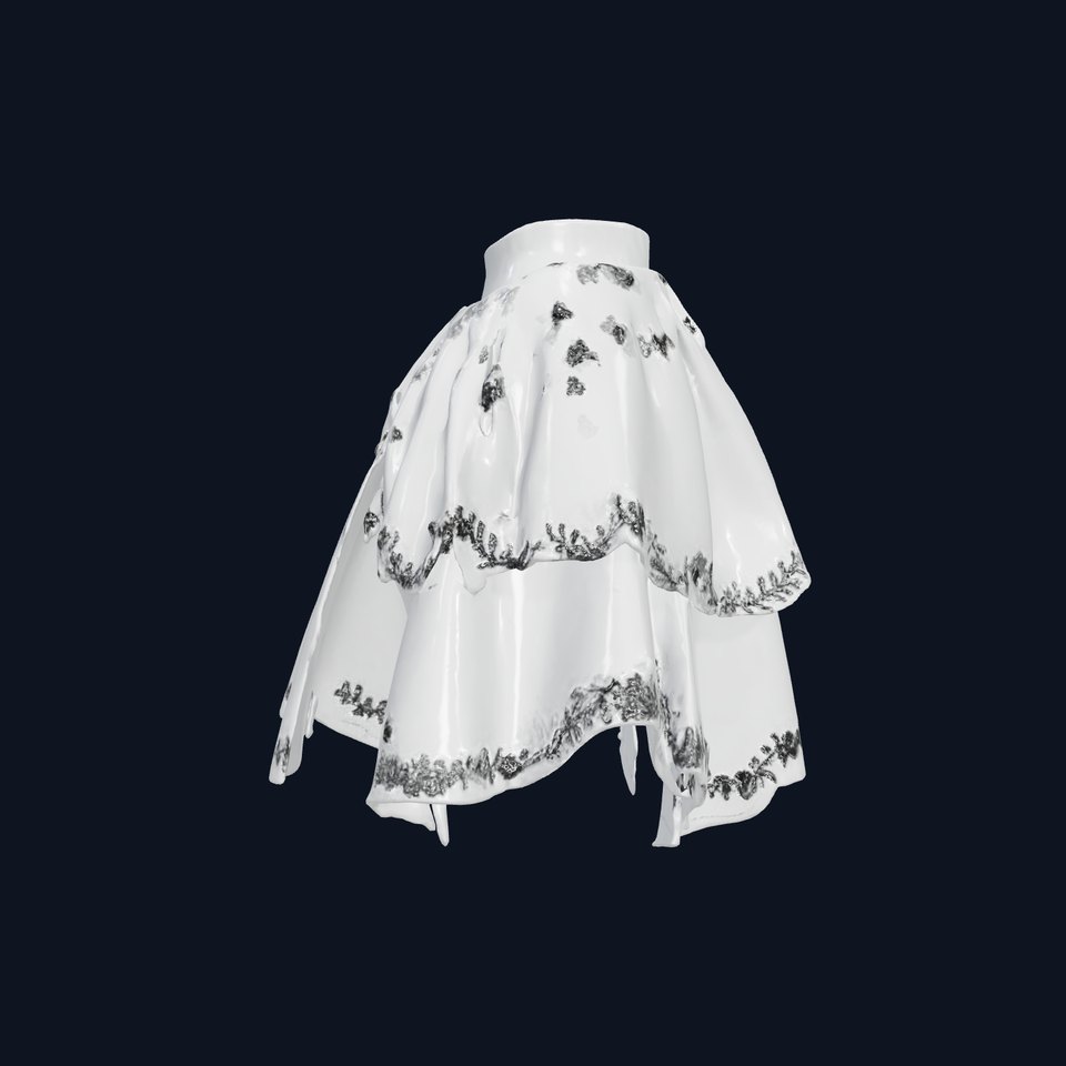 Elegant Layered Skirt Model Pack with Floral Embroidery