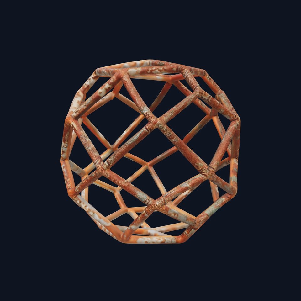 Geometric Wireframe Model Pack with Rust Texture