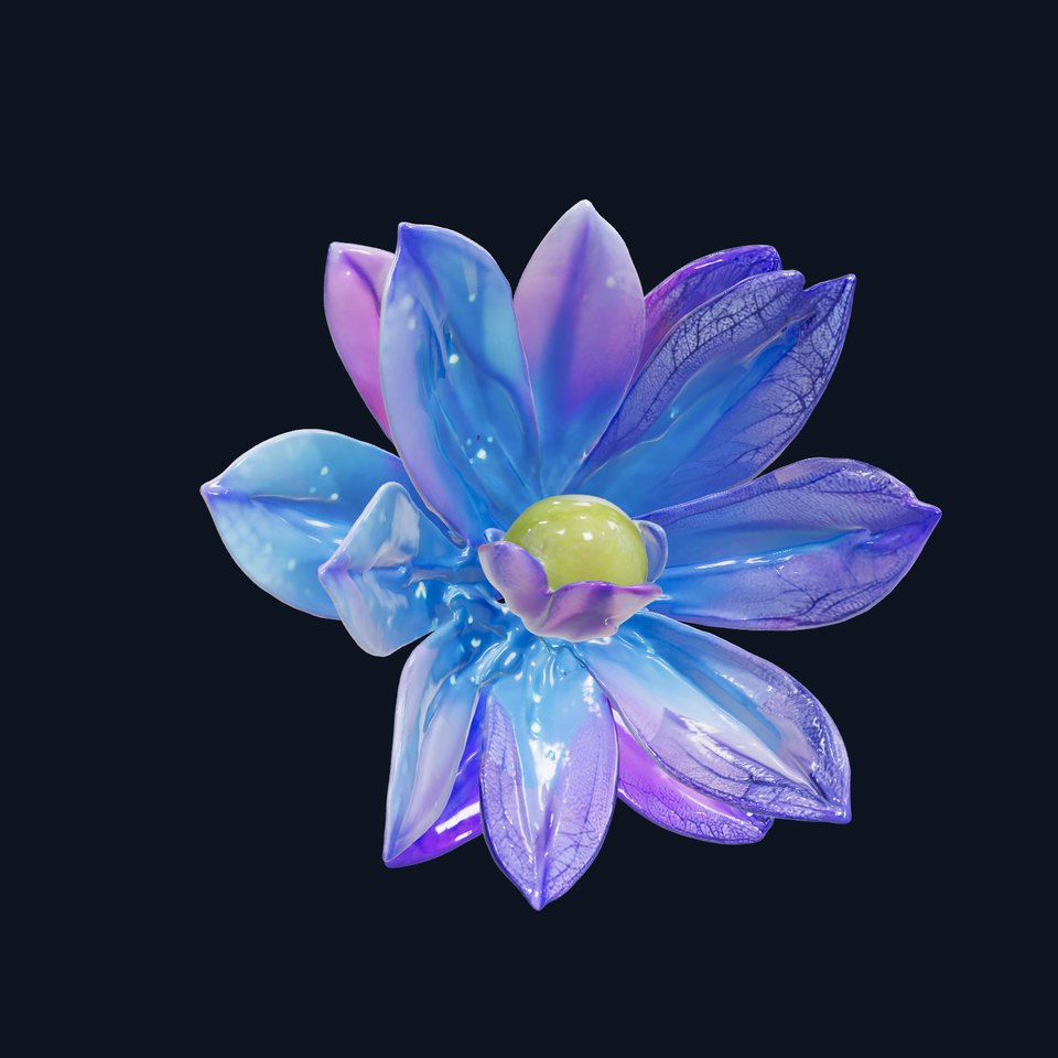 Vibrant Blue Flower Petal Model Pack