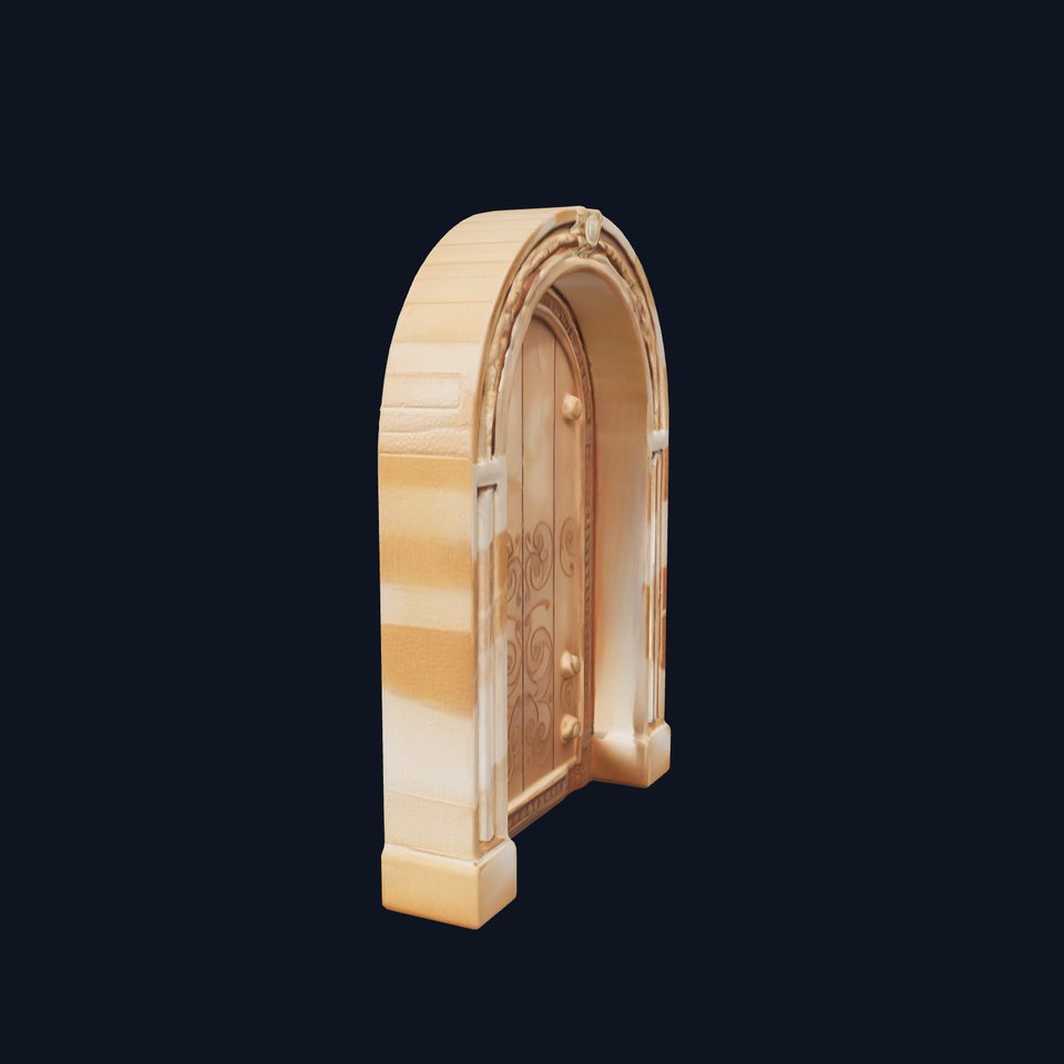 Ornate Arched Wooden Door Model Pack