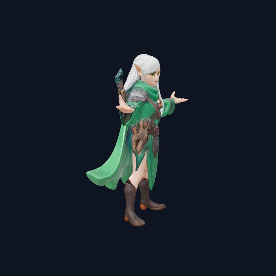 Elven Warrior Princess Rigged and Animated Character Model