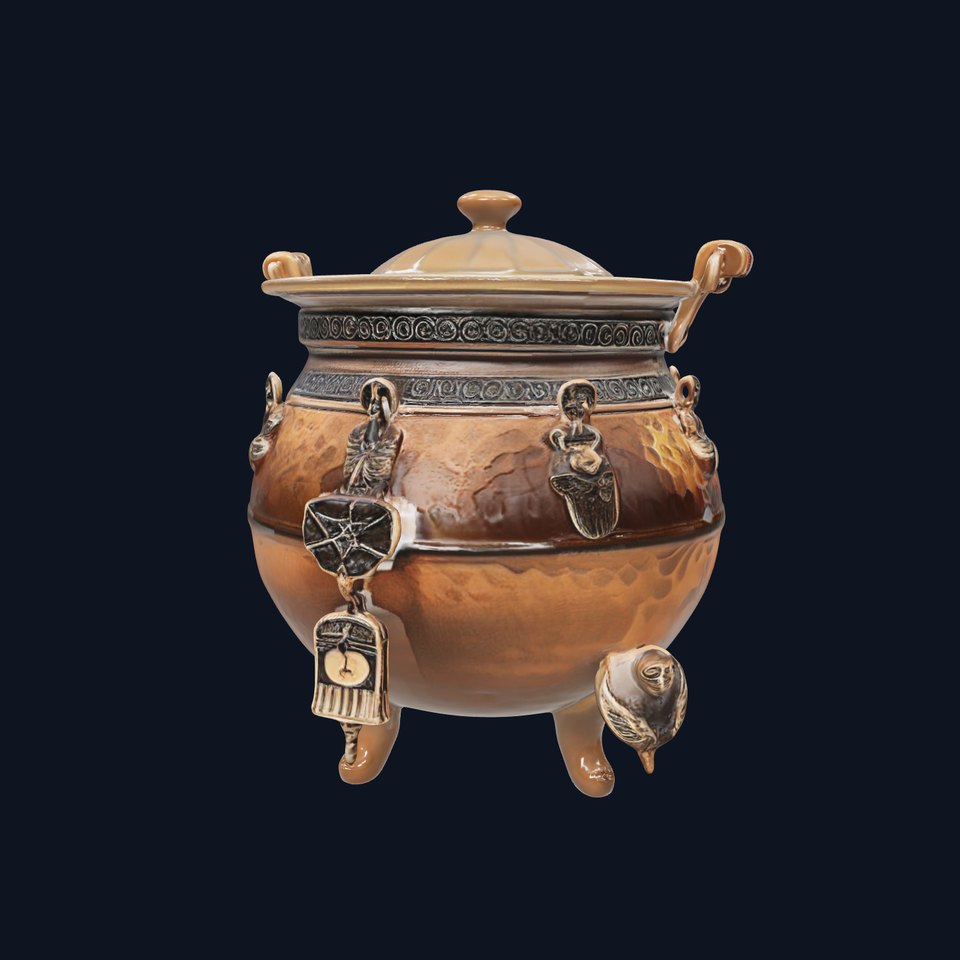 Ornate Bronze Cauldron with Charms Model Pack