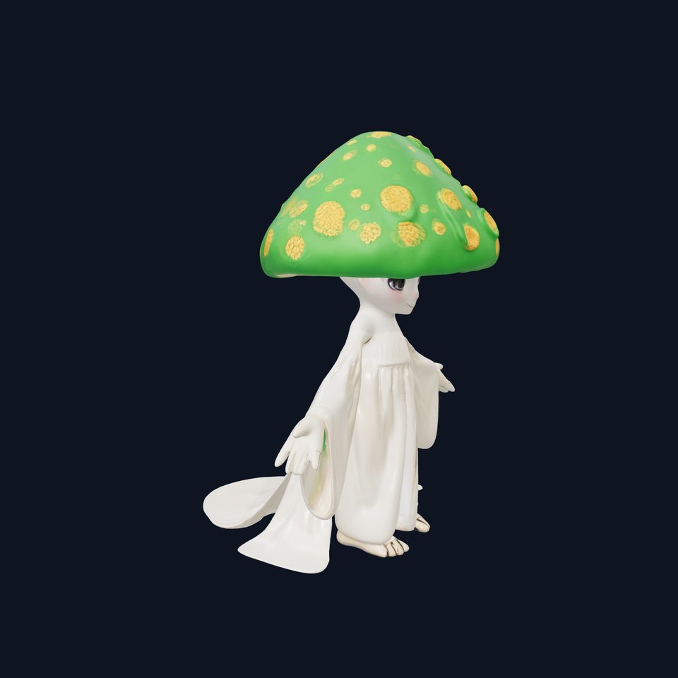 Mushroom Spirit Rigged and Animated Character Model
