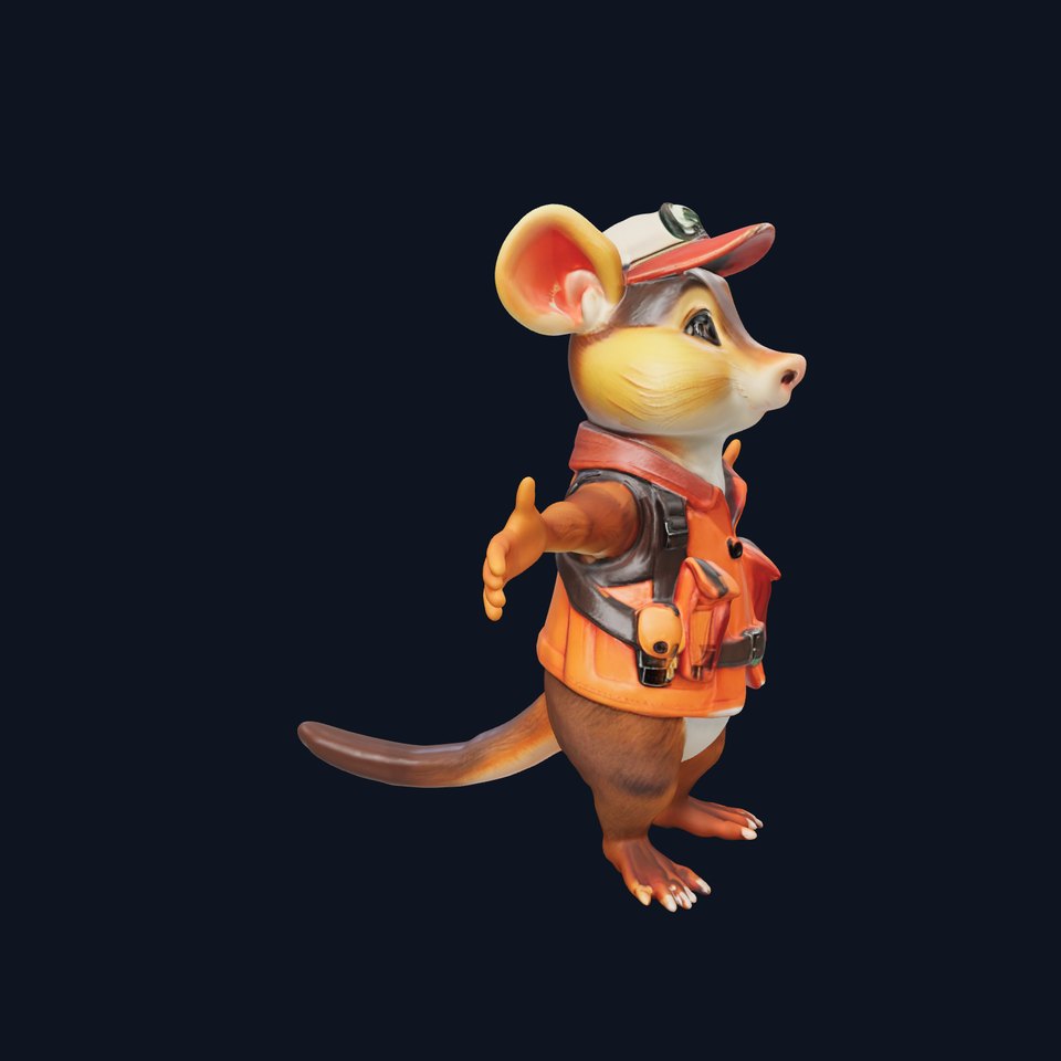 Forest Explorer Mouse Rigged and Animated Character Model