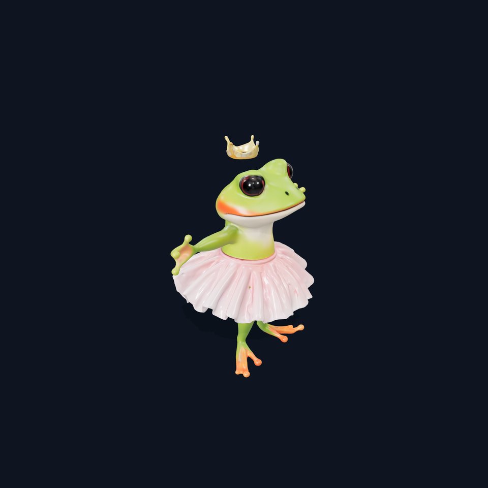 Frog Princess Character Model  Rigged and Animated for Games and Film