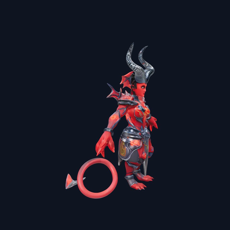 Demonic Warrior with Horns  Rigged and Animated D Character Model
