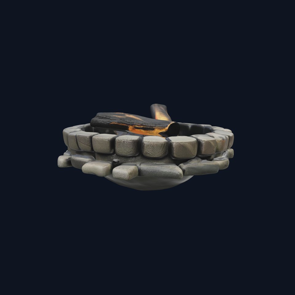 Rustic Campfire Stone Circle Model Pack