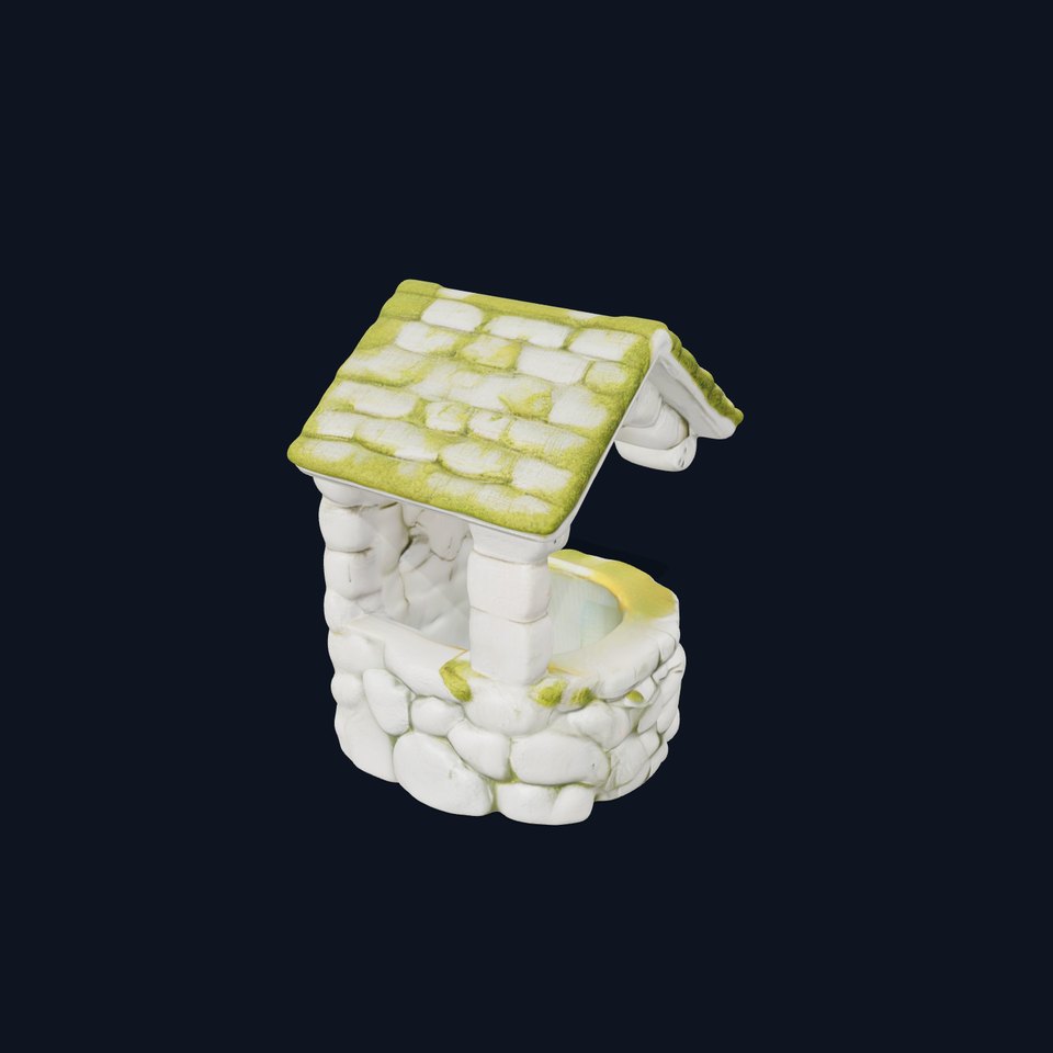 Stone Wishing Well Model Pack with Moss Texture