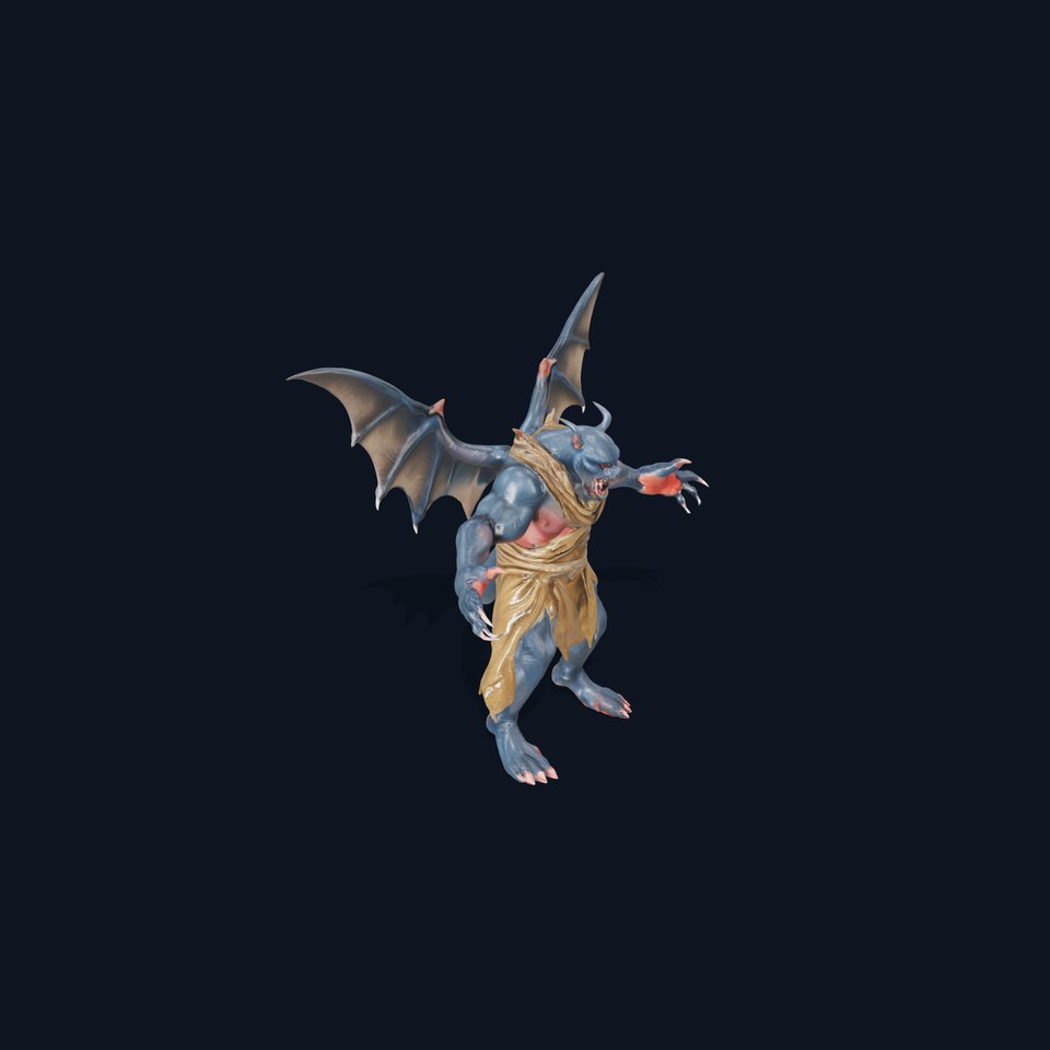 Demonic Winged Creature Rigged and Animated