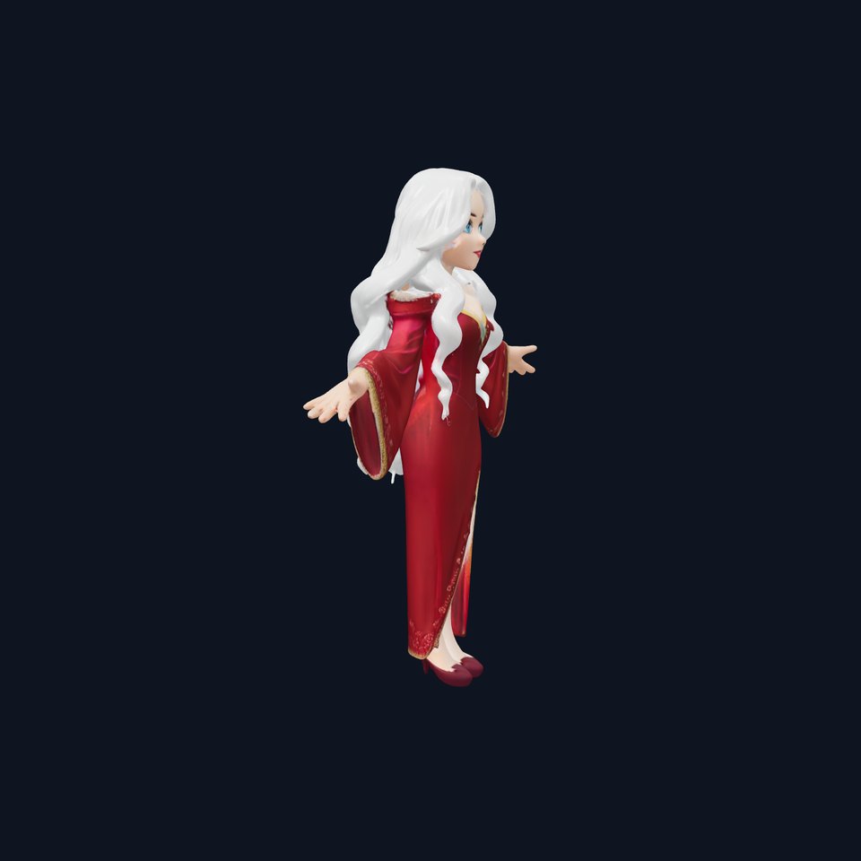Elegant Sorceress Character Model Rigged and Animated