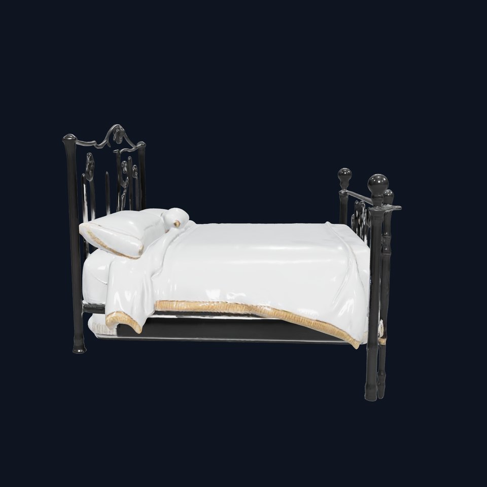 Ornate Black Metal Bed Model Pack