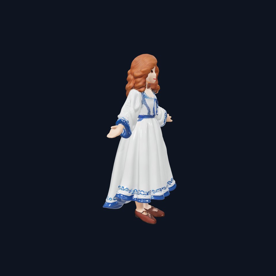 Charming Animated Princess in Elegant Dress  Rigged and Animated