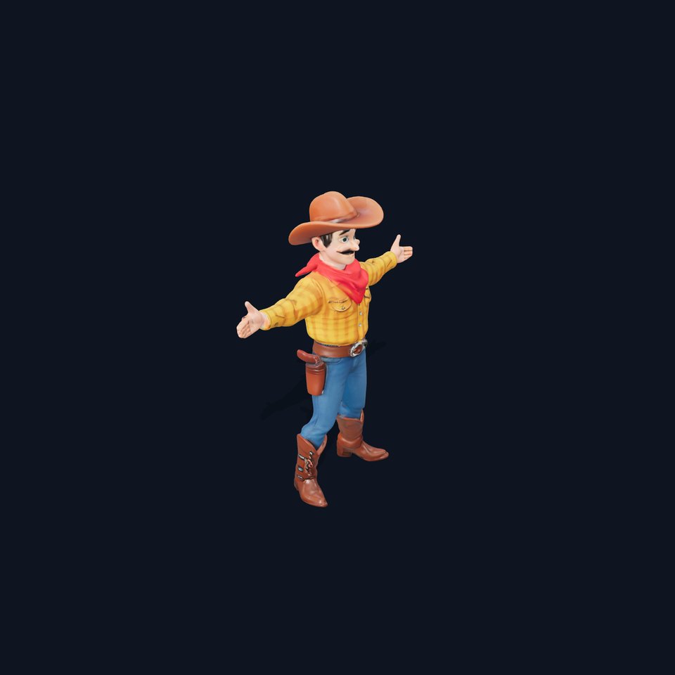 Cowboy Character Model Rigged and Animated with PBR Textures