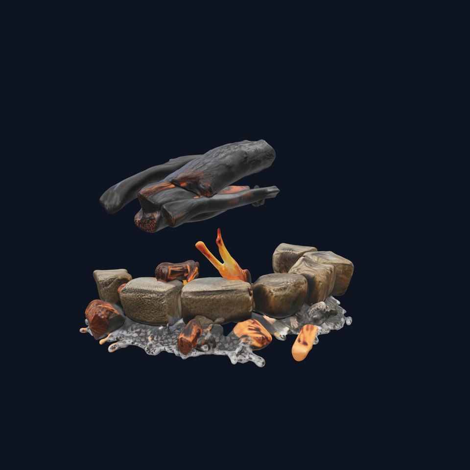 Campfire Stones and Charcoal D Model Pack