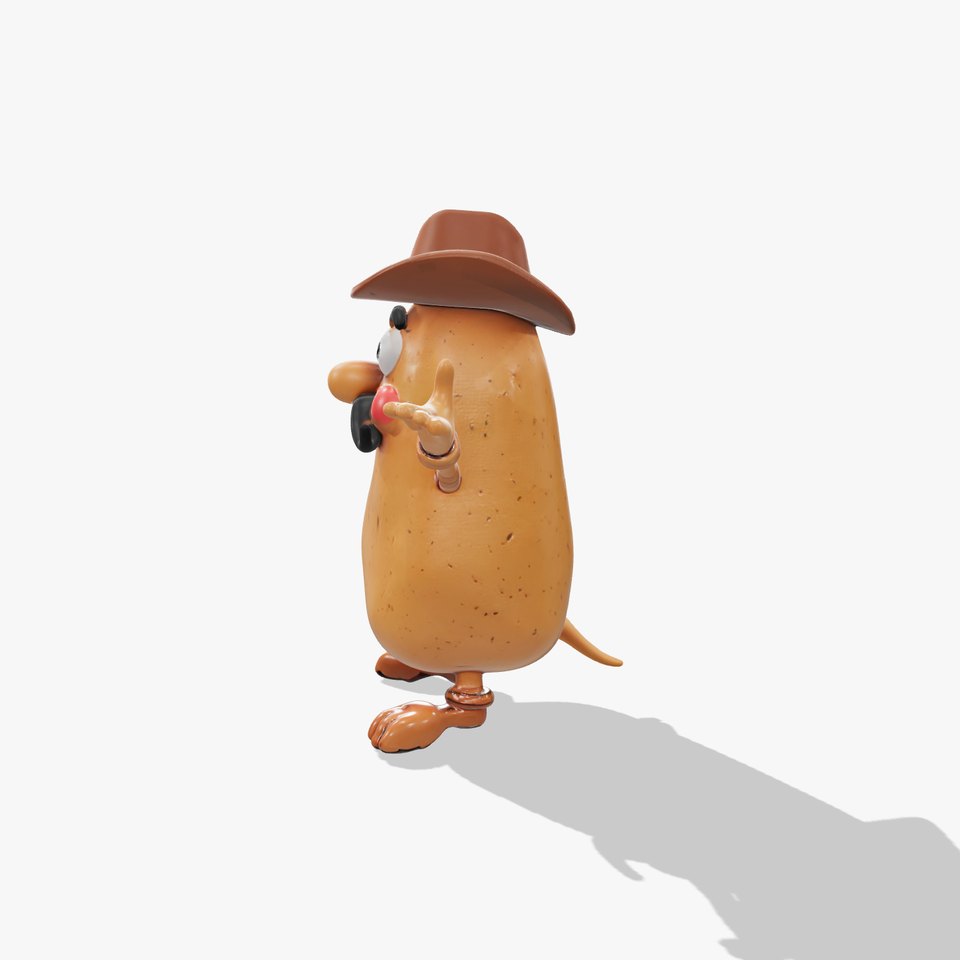Cowboy Potato Character Model Rigged and Animated viewer poster