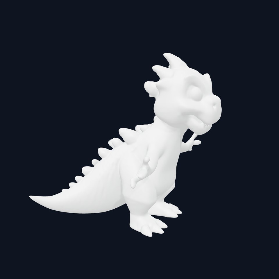 Green Cartoon Dinosaur Character Rigged and Animated for Games and Videos