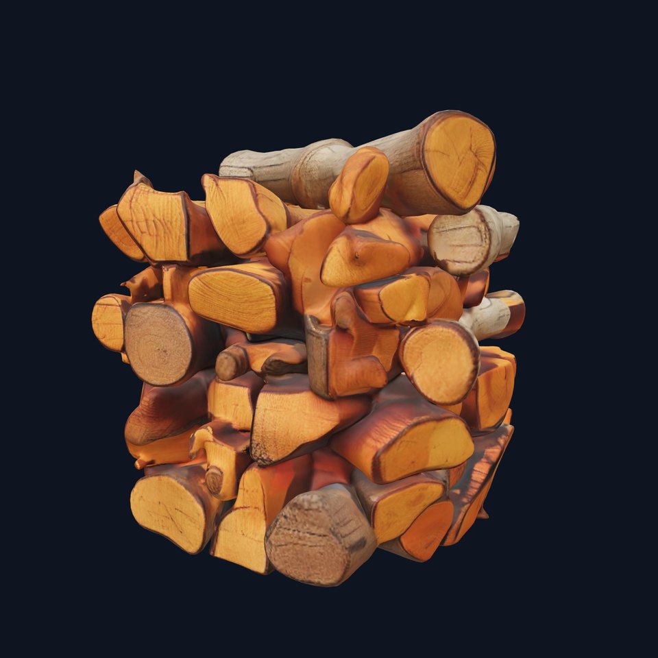 Firewood Stack D Model Pack for Rendering and Game Design