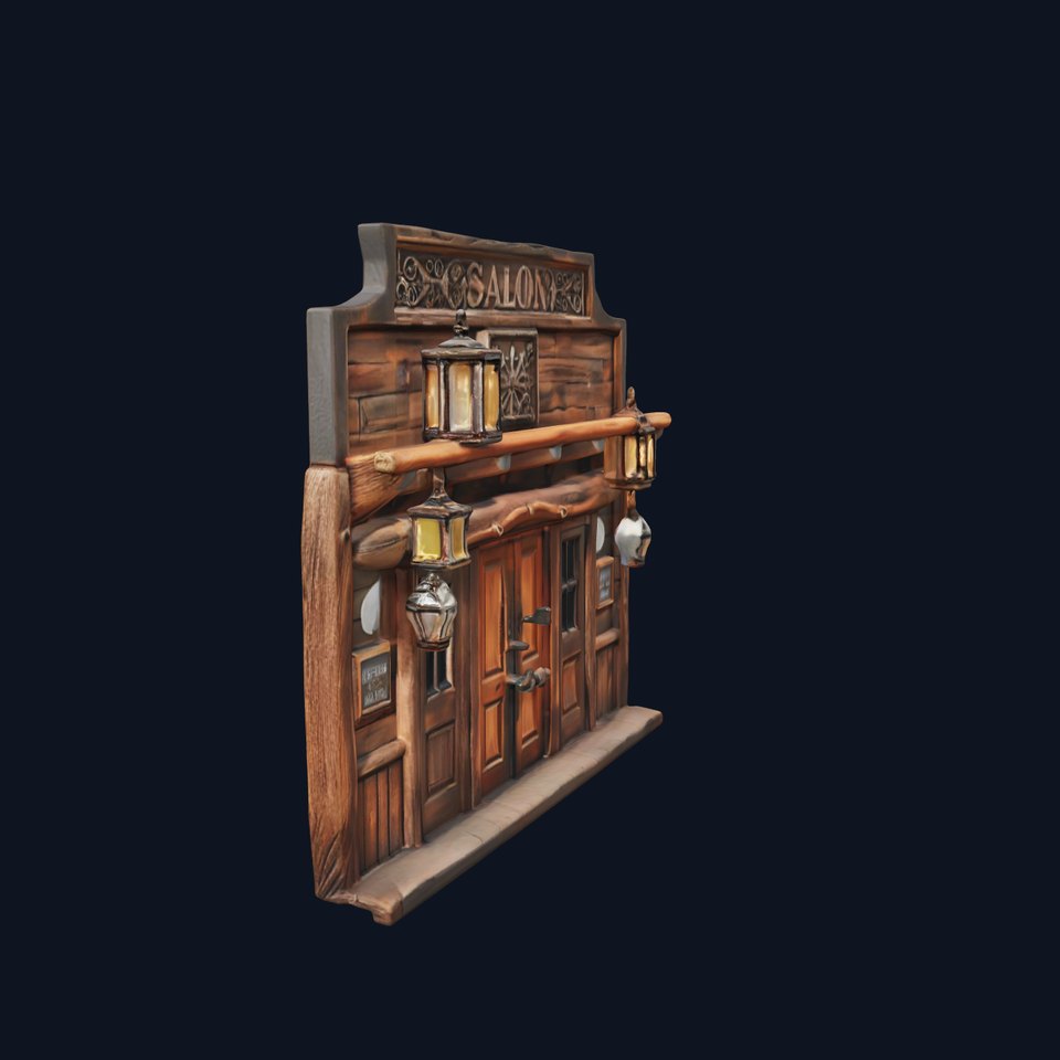Western Saloon Entrance model pack with detailed wood texture