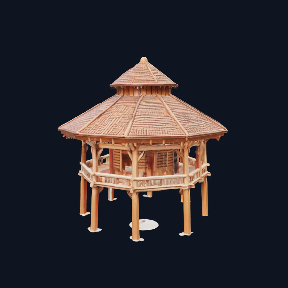 Rustic Octagonal Gazebo Wooden Structure D Model Pack