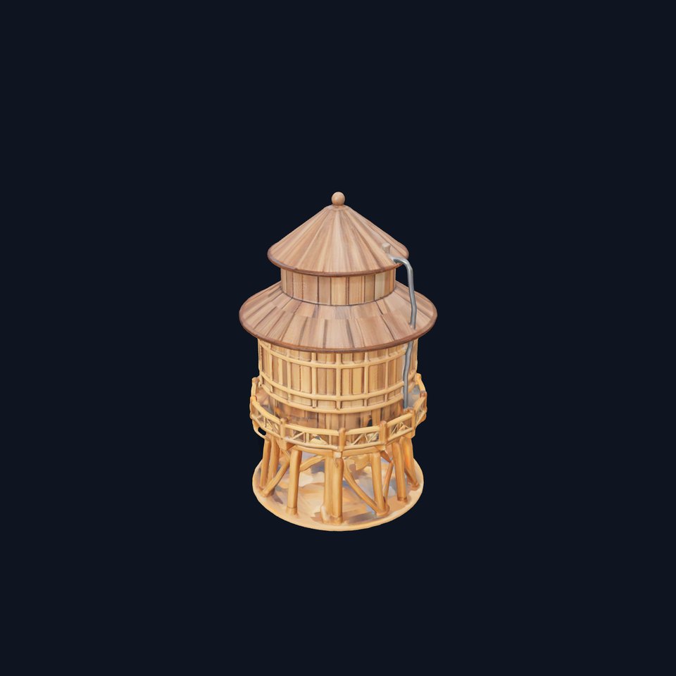 Classic Wooden Water Tower Model Pack for Realistic Environments viewer poster