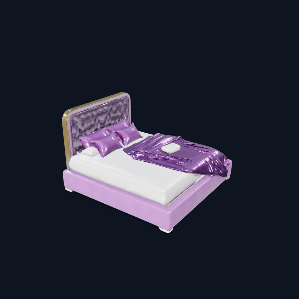 Luxurious Purple Bed Model Pack for Interior Design